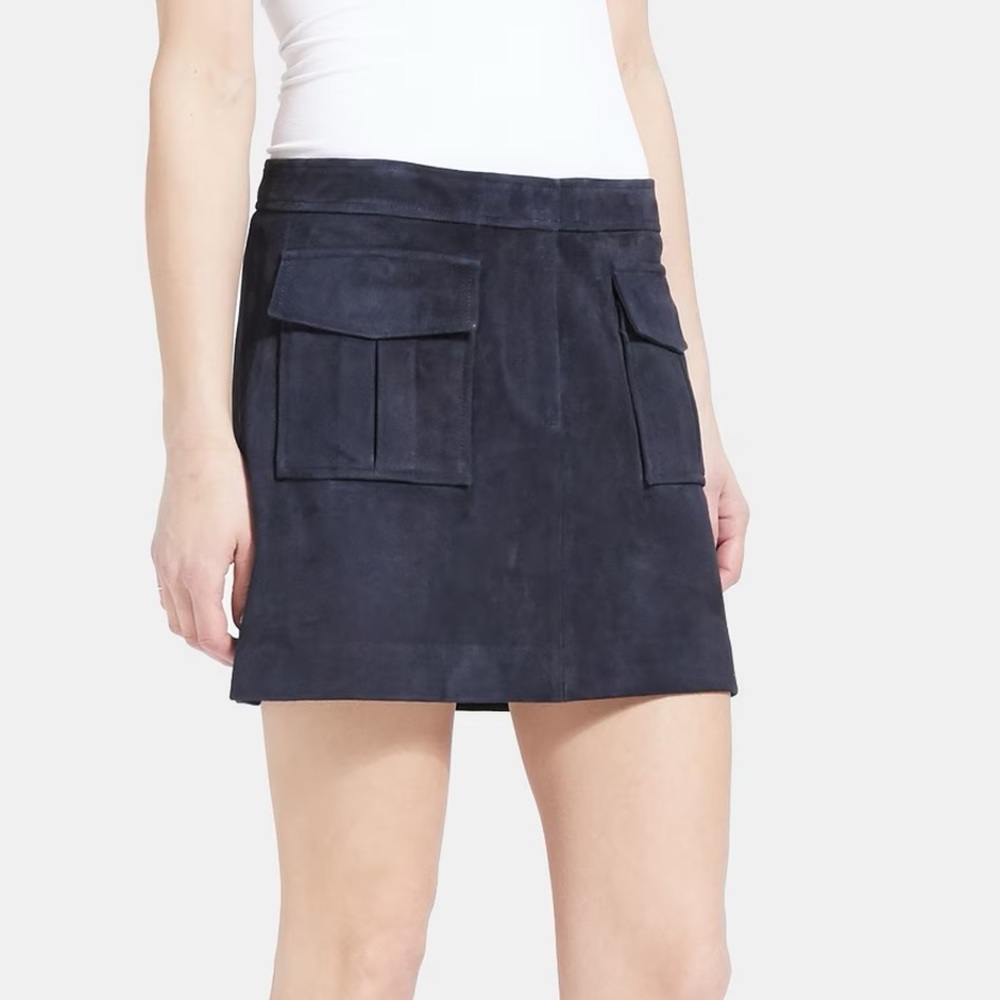Theory Lupah L Utility Skirt in Suede